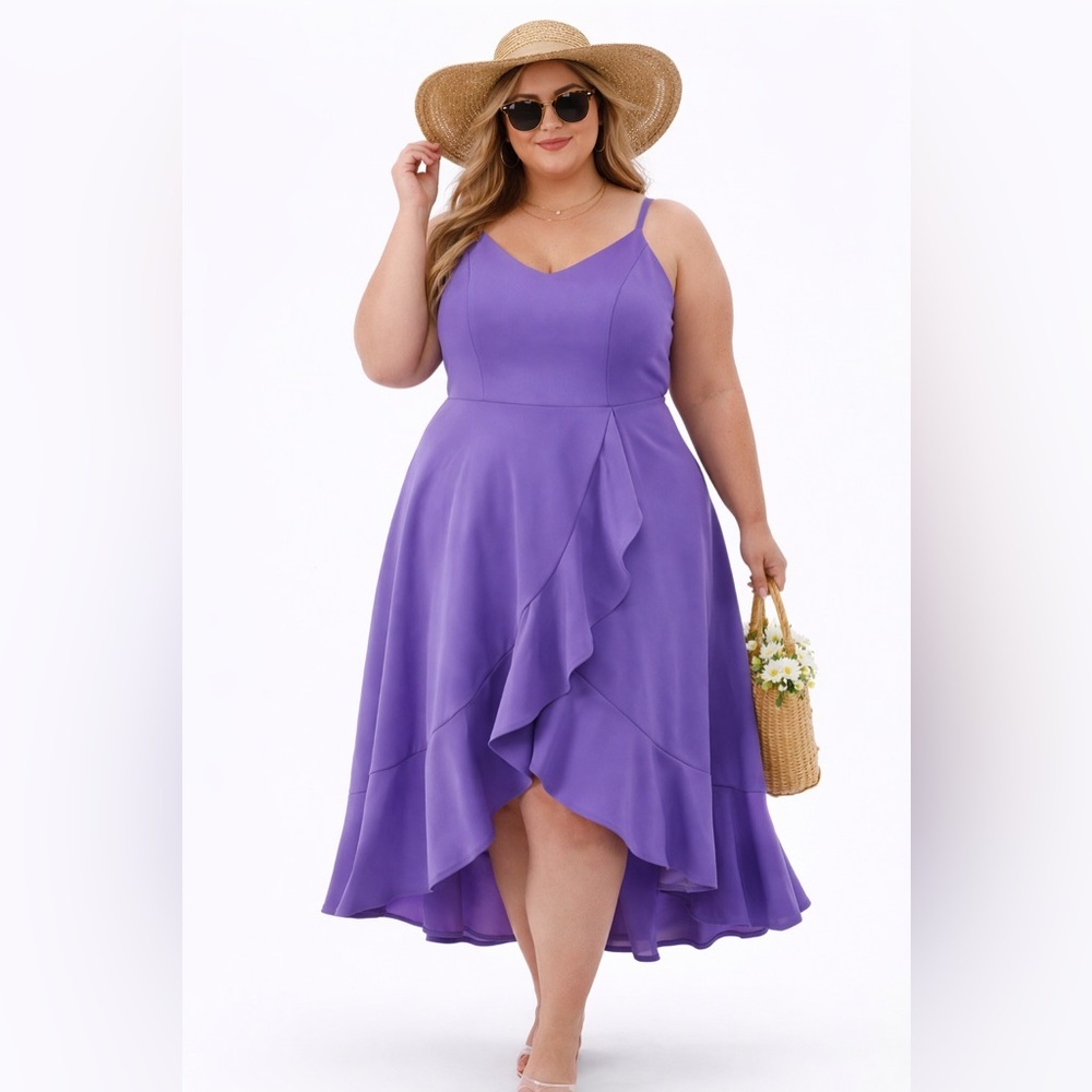 Dresstells Purple High Low Midi Dress, Size 3X - NWT